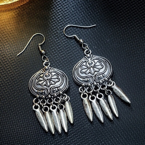 Any 3/$25! Silver Fringed Boho Dangle Earrings - Picture 3 of 9